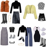 17 Pcs Doll Clothes for 11.5 inch Doll Include 1 Plush Vest Set 1 Leather Plunge Dress Set 1 Fashion Set 1 Plush Coat with Short Dress Set 1 Bow Tie Dress Set 4 Accessories 7 Pair of Shoes in Random